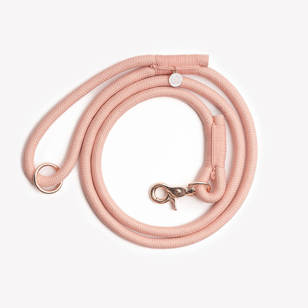 FURLOU Braided Rope Leash – Powder Rose