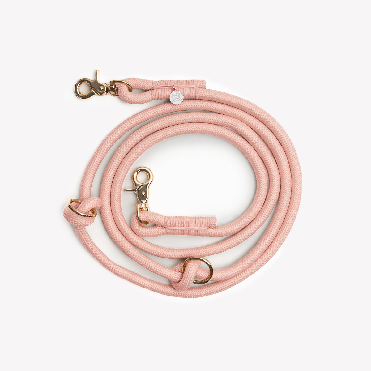 FURLOU Hands-Free Braided Leash – Powder Rose