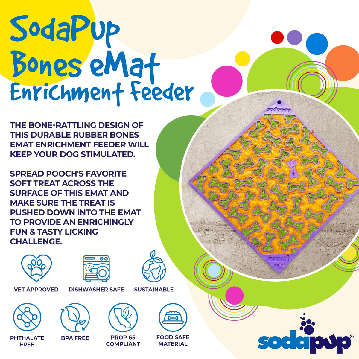 SodaPup Bones eMat Lick Mat for Dogs & Cats
