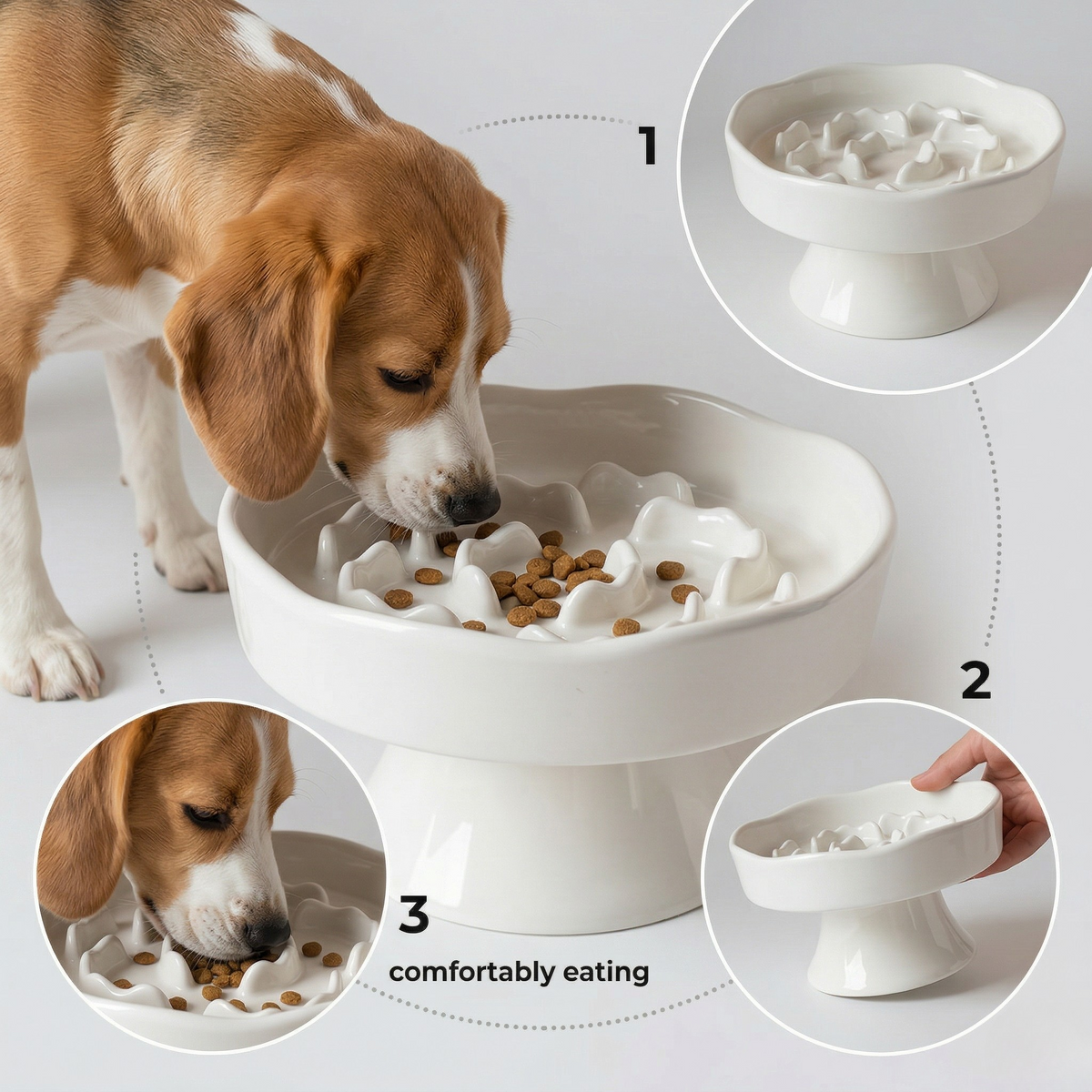 Midfox Elevated Ceramic Slow Feeder Bowl