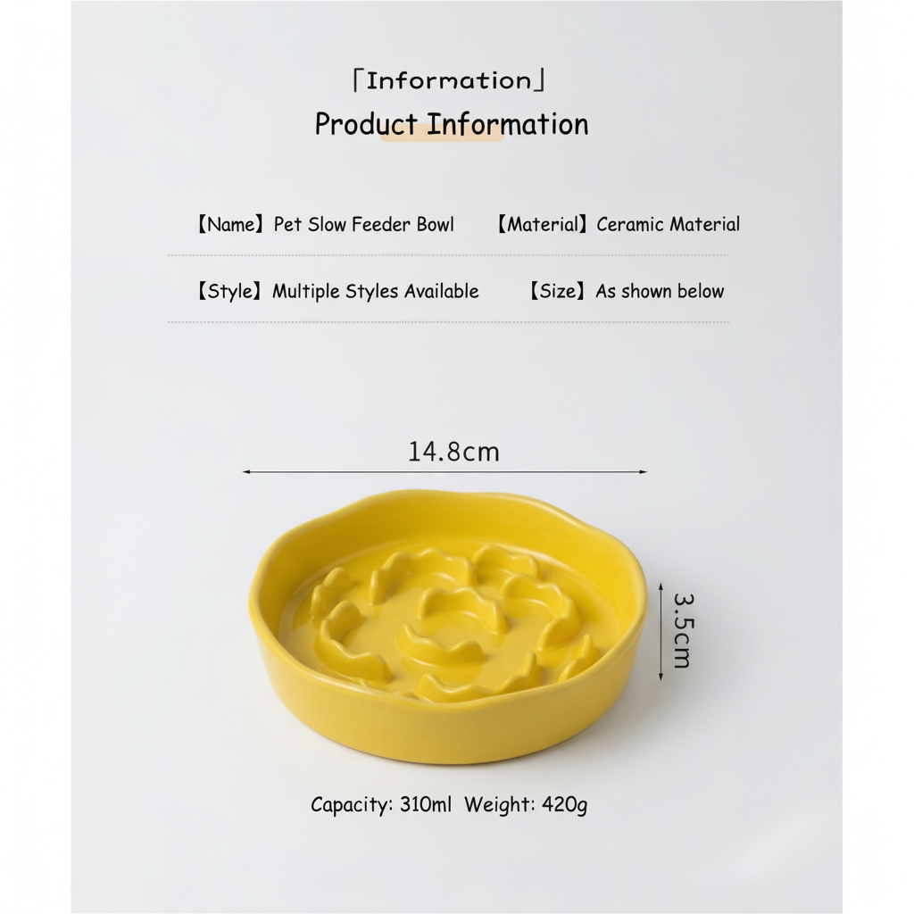 Midfox Elevated Ceramic Slow Feeder Bowl
