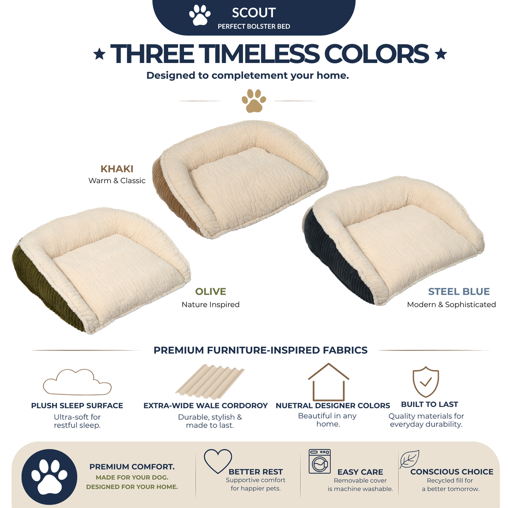 HuggleHounds Scout Bolster Dog Bed