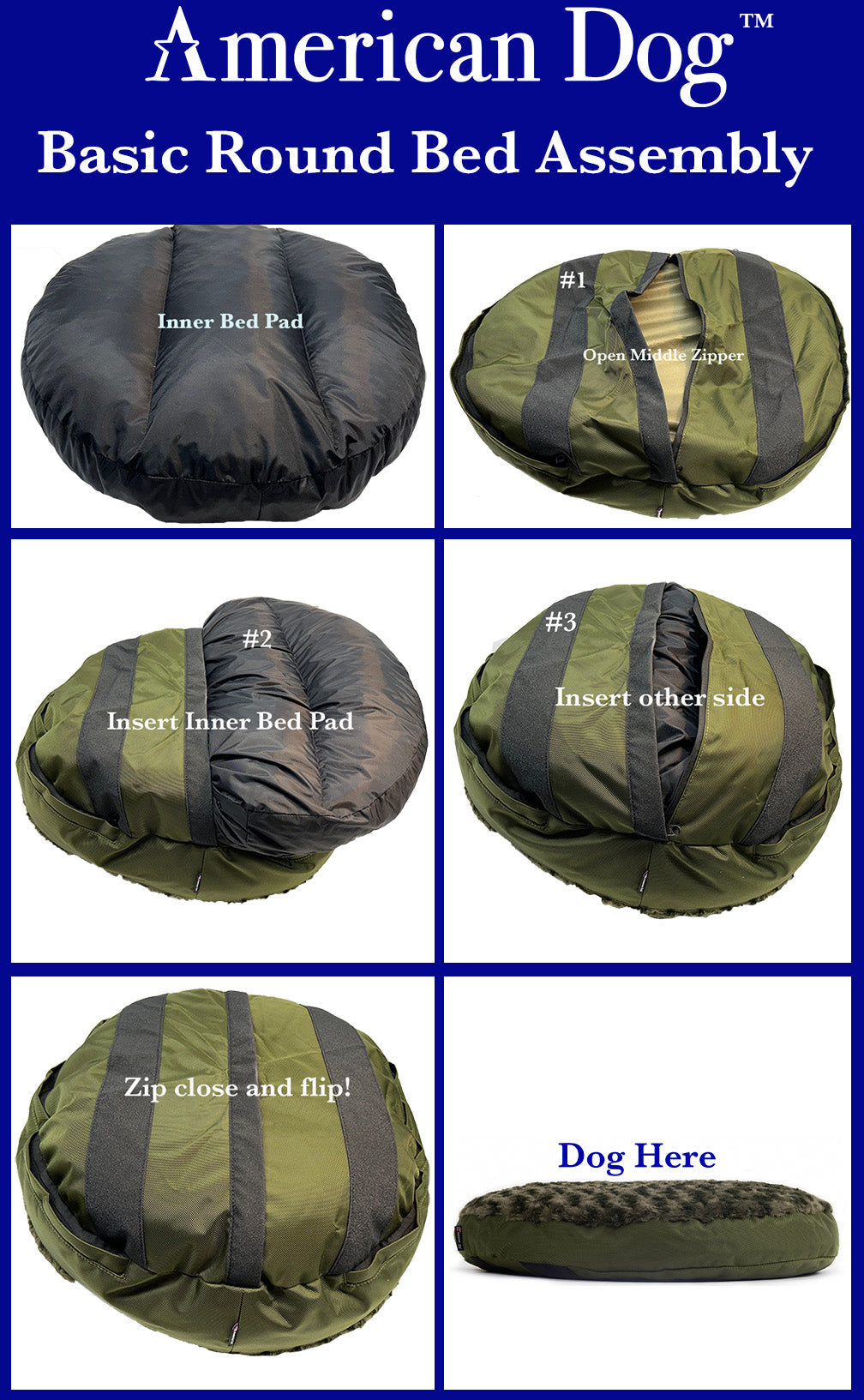 American Dog Round Armor Dog Bed