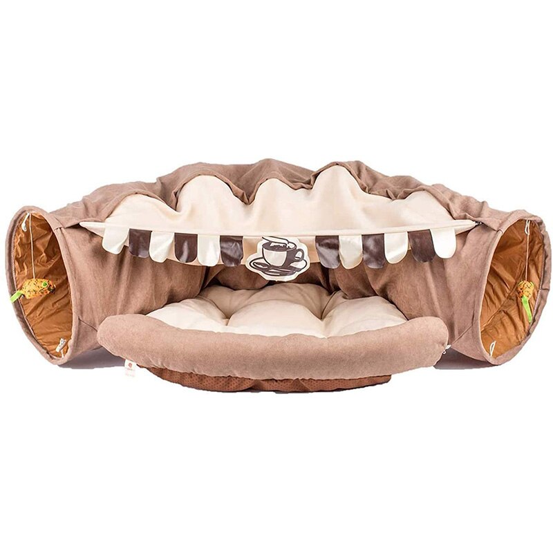 Collapsible Cat Tunnel with Removable Bed