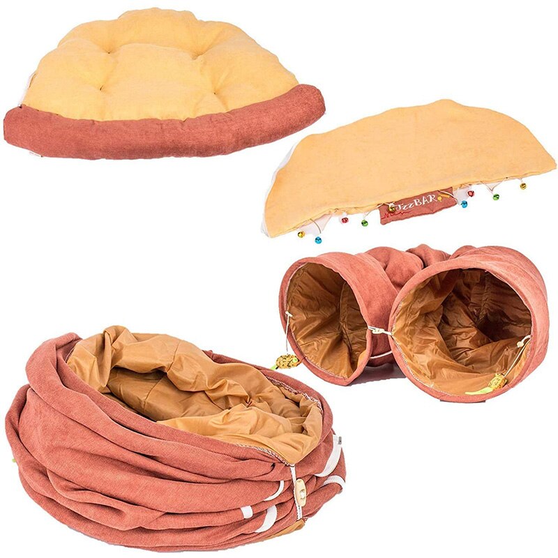 Collapsible Cat Tunnel with Removable Bed