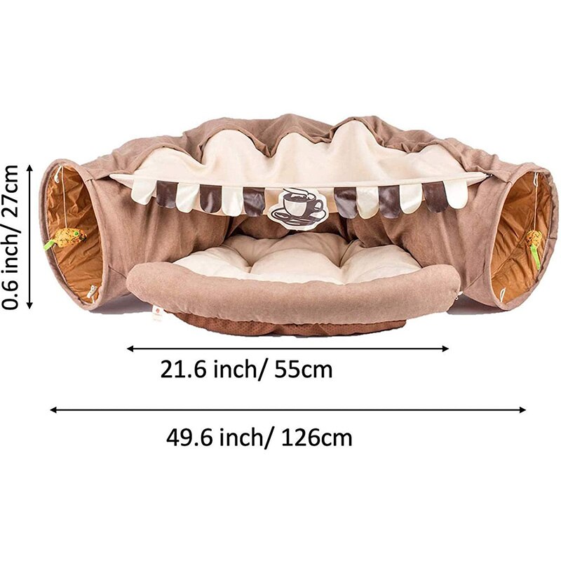 Collapsible Cat Tunnel with Removable Bed