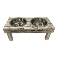 Huntley Berjen Elevated Double Bowl Feeder – White Wash