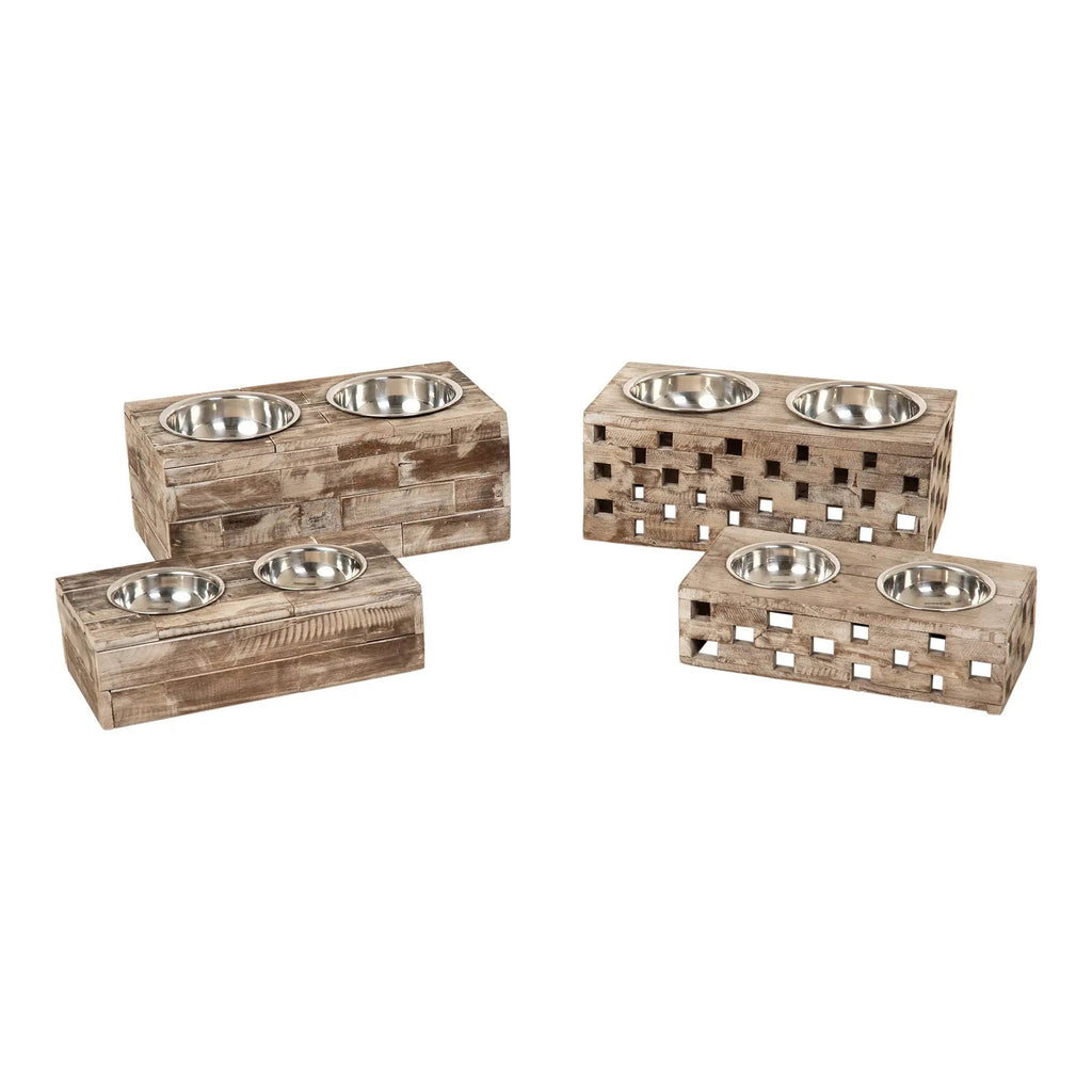 Huntley Elevated Wood Double Bowl Feeder