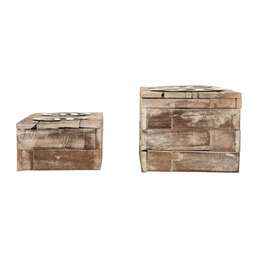 Huntley Elevated Wood Double Bowl Feeder