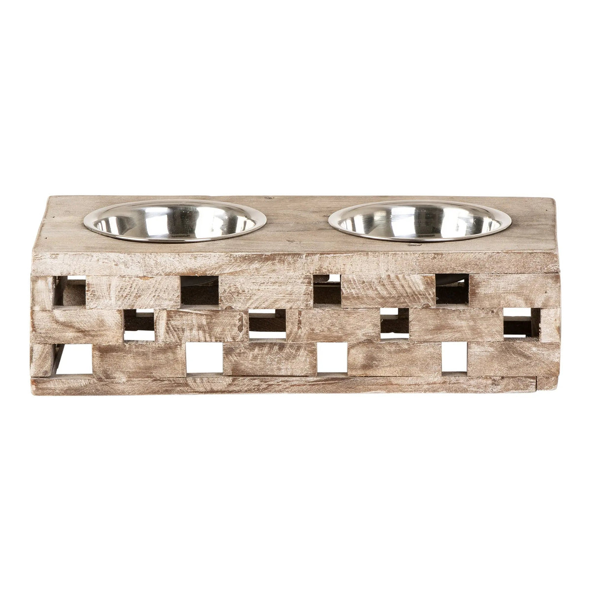 Huntley Elevated Wood Double Bowl Feeder
