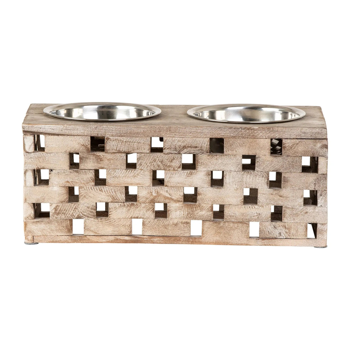 Huntley Elevated Wood Double Bowl Feeder