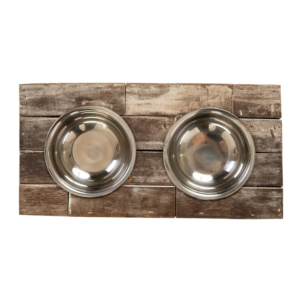 Huntley Elevated Wood Double Bowl Feeder