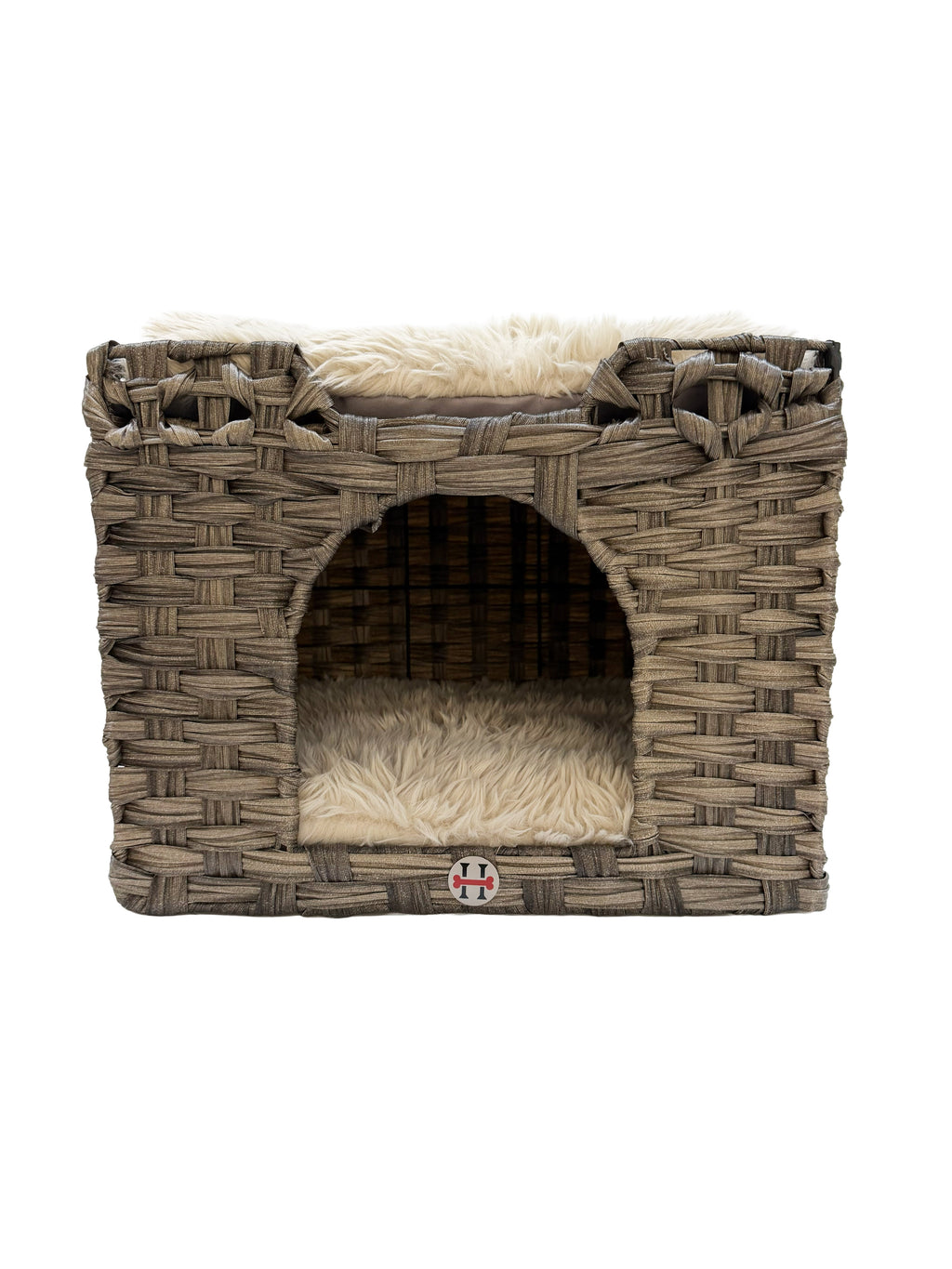 Huntley Woven Cat House with 2 Cushions, Gray