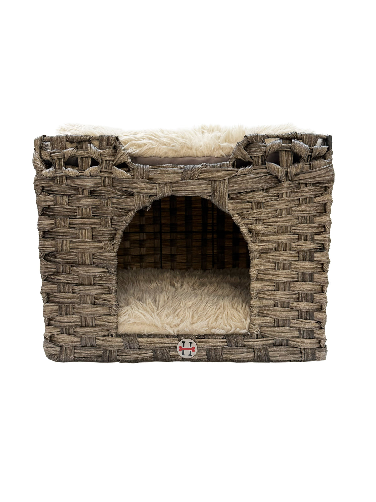 Huntley Woven Cat House with 2 Cushions, Gray