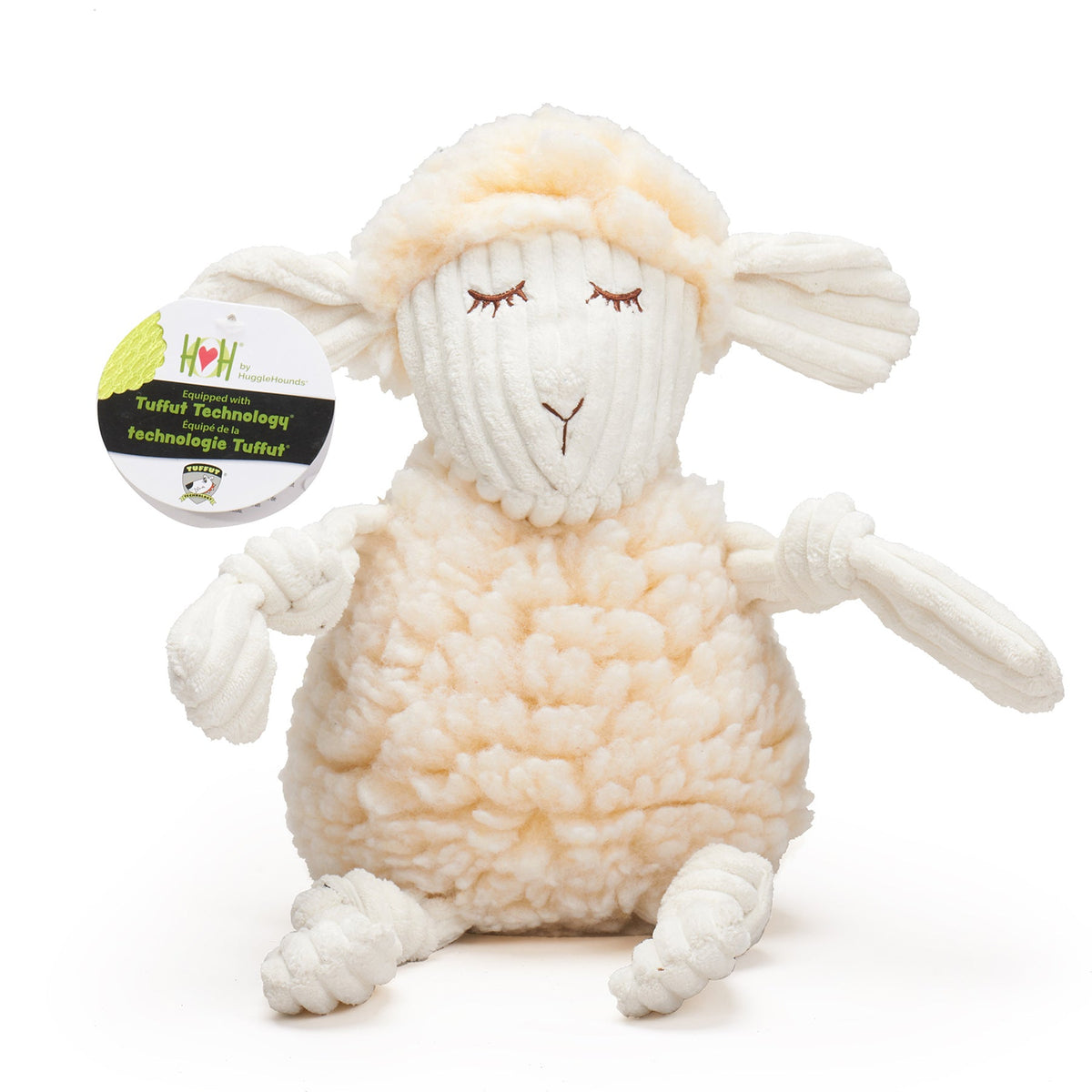 HuggleHounds Louise Lamb FlufferKnottie Plush Dog Toy