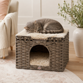 Huntley Woven Cat House with 2 Cushions, Gray