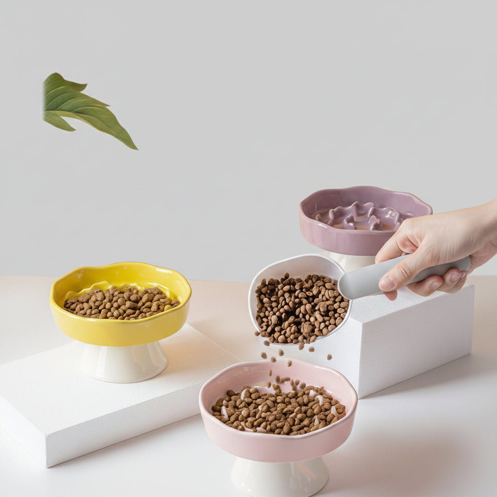 Midfox Elevated Ceramic Slow Feeder Bowl