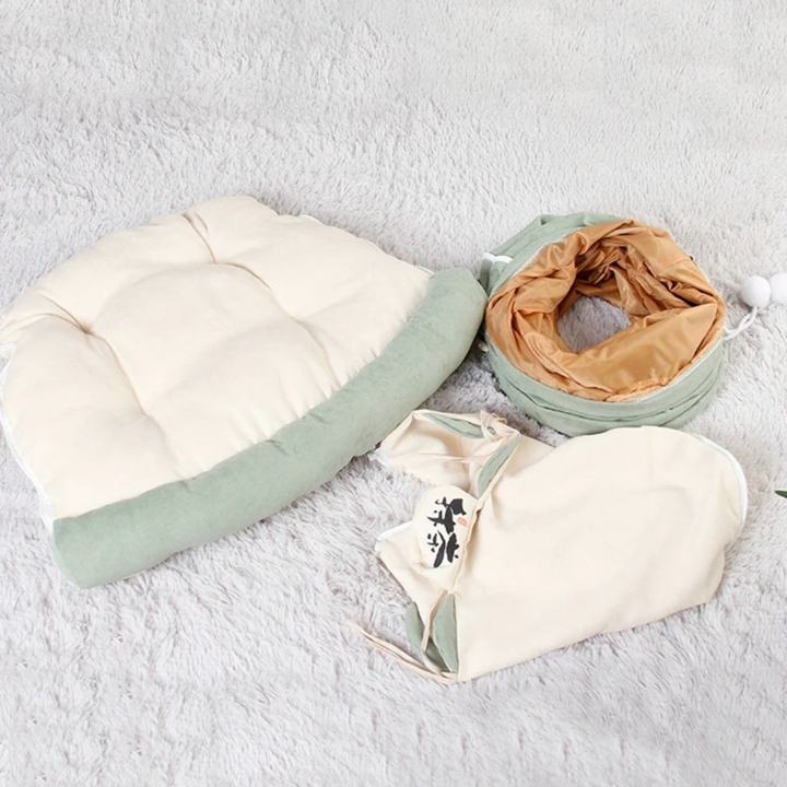 Collapsible Cat Tunnel with Removable Bed