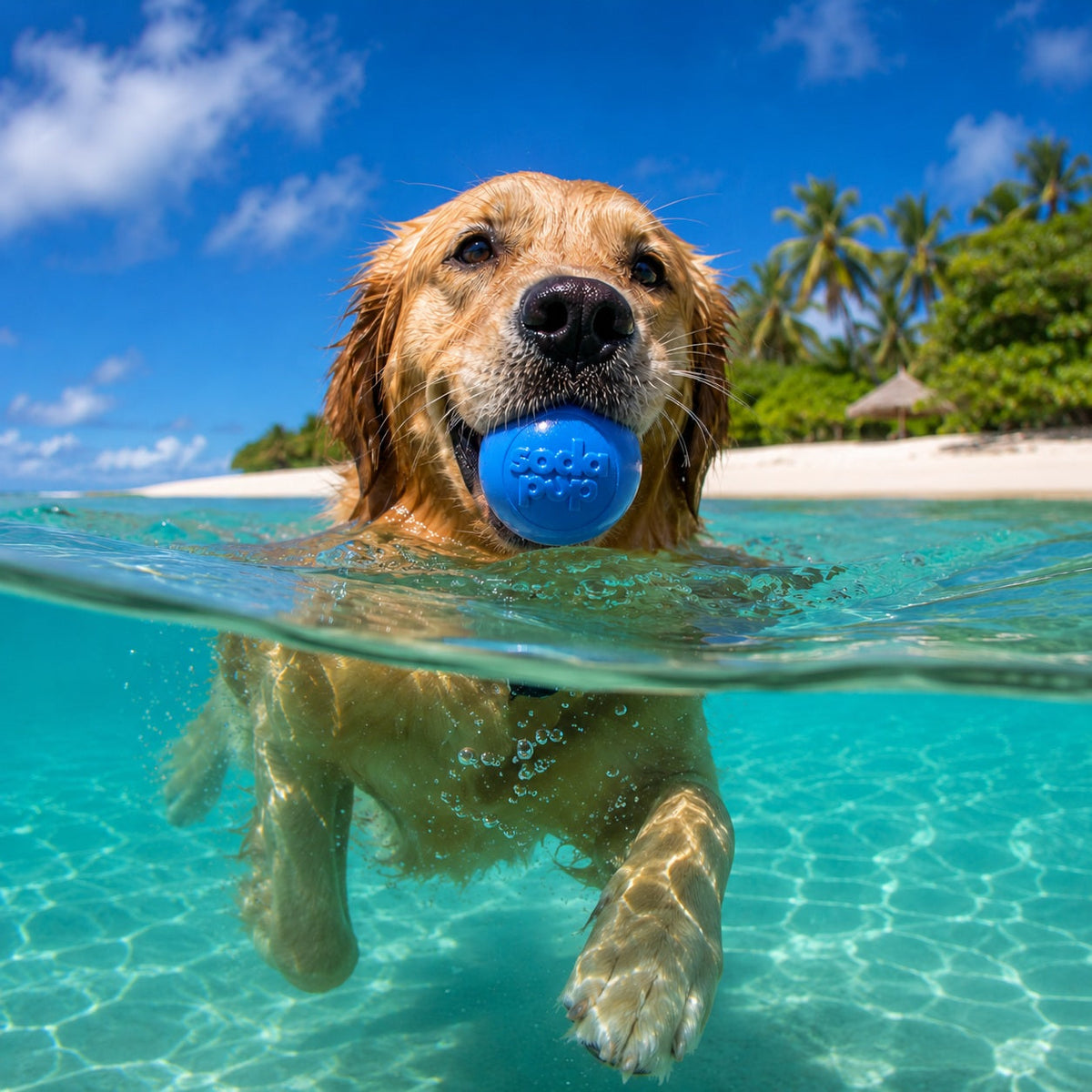 SodaPup Squeak Ball Floating Dog Toy