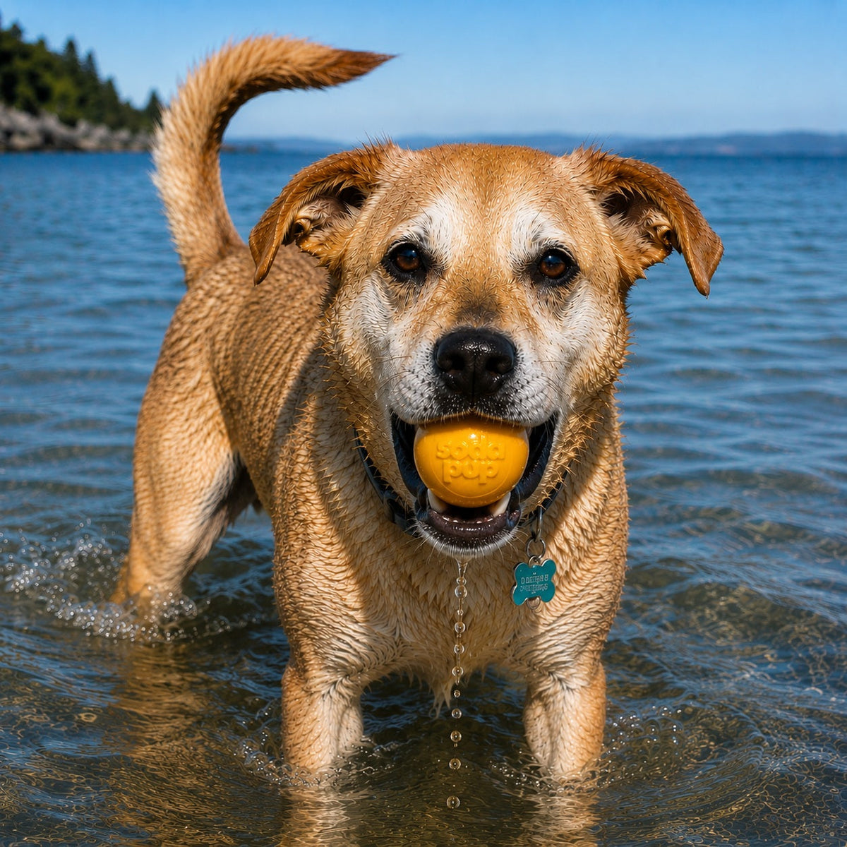 SodaPup Squeak Ball Floating Dog Toy