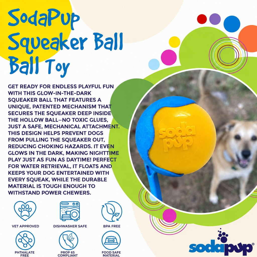 SodaPup Squeak Ball Floating Dog Toy