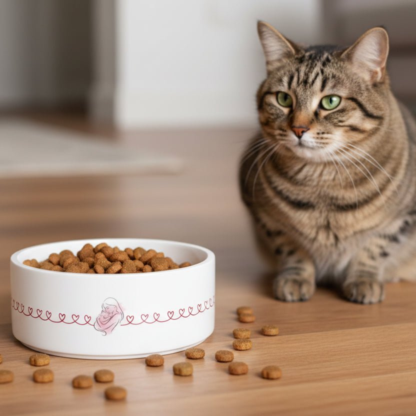 Love Line Ceramic Cat Bowl
