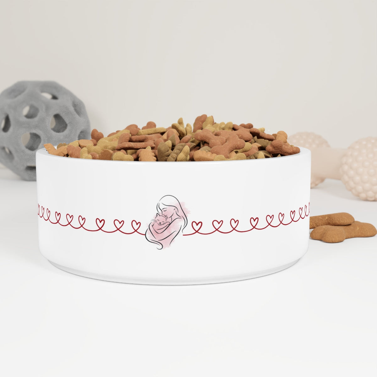 Love Line Ceramic Cat Bowl