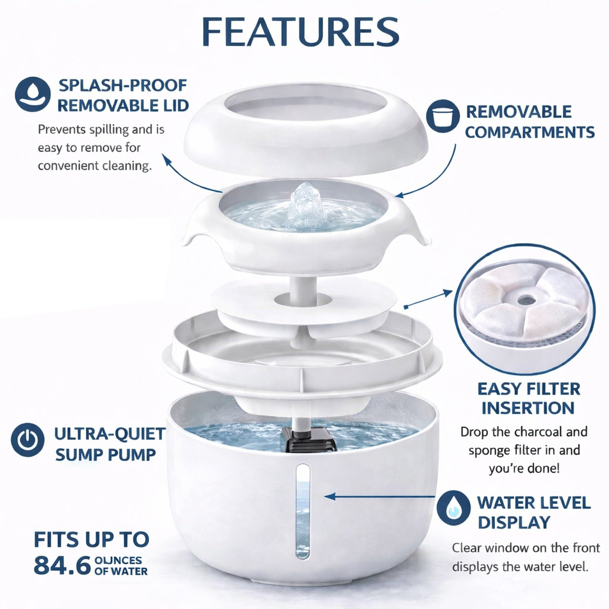 Pet Life Moda-Pure Quiet Pet Water Fountain