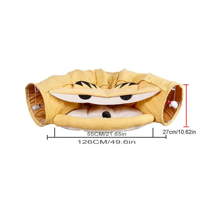 Collapsible Cat Tunnel with Removable Bed