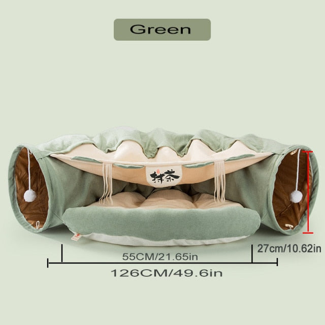 Collapsible Cat Tunnel with Removable Bed